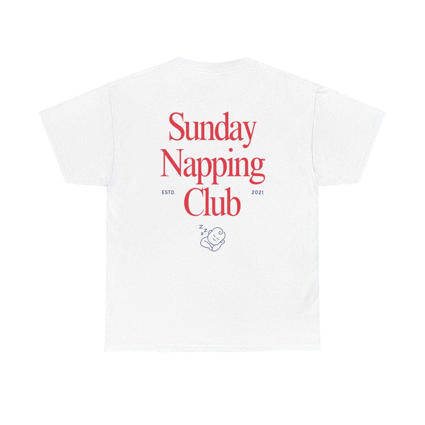 Sunday Napping Club (White) - Unisex Heavy Cotton Tee | Cozy & Playful Style